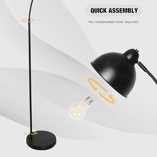 Modern Standing Floor Lamps with 8W LED Bulb, Foot Switch & Adjustable Head, Black