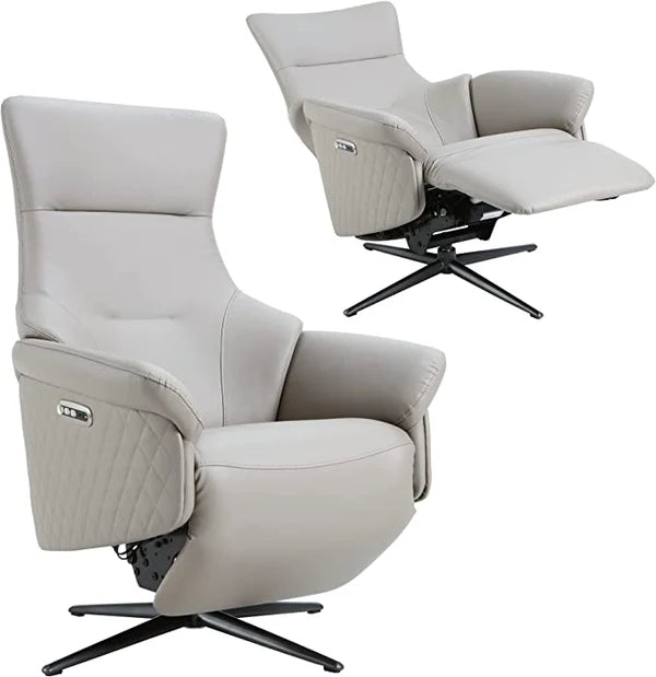 Power Recliner Lounge Chair Single Swivel Leather Electric Recliner Press Control