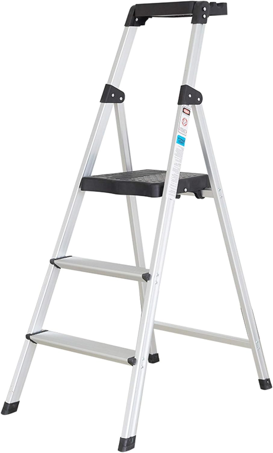 3 Step Ladder with Project Tray Folding Step Stool Lightweight Aluminum Anti-Slip Step Support 330 lbs