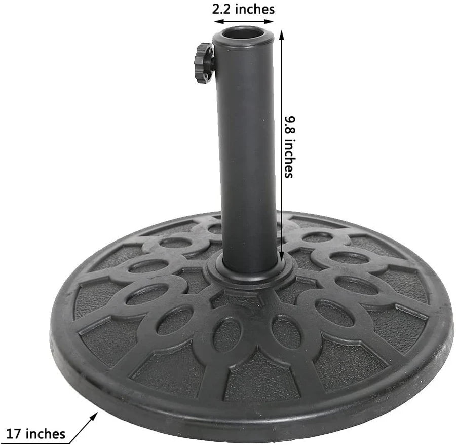 17  Umbrella Base Patio Outdoor Round Universal Stand Rust-Proof, Black