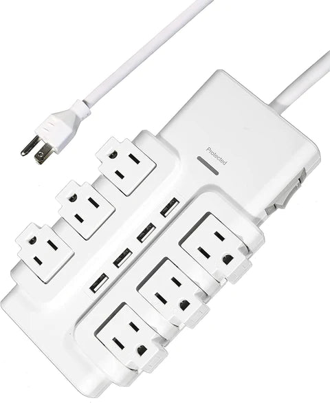 6 Outlets Extender Rotating Power Strip Surge Protector with 4 USB Ports and 6ft Heavy Duty Extension Cord Wall Mount for Home Office | karmasfar.com