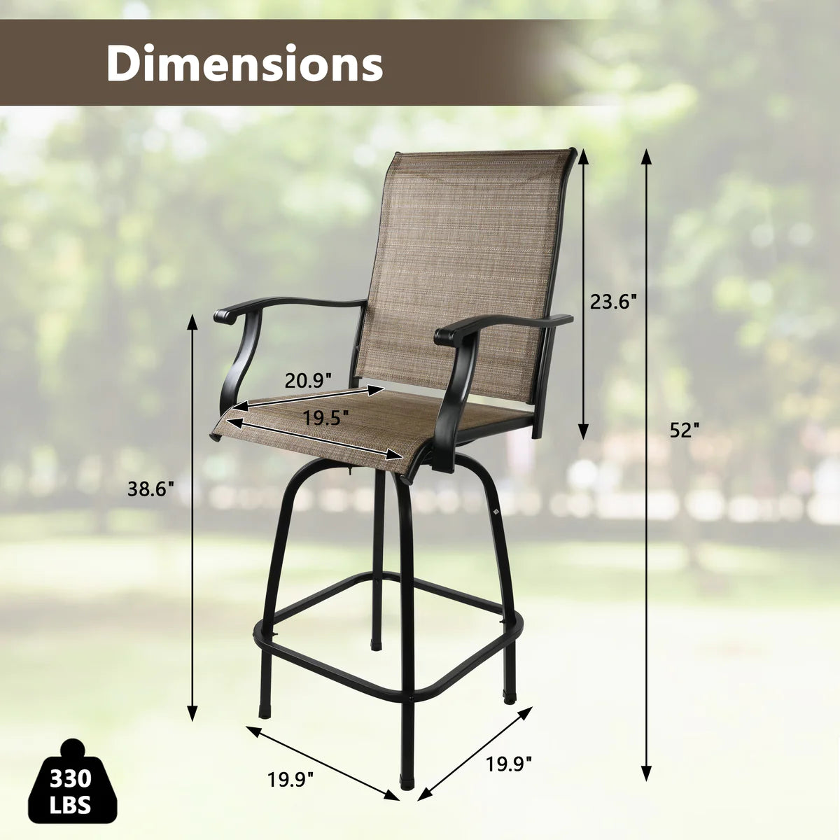 2 Sets of Outdoor Stools Braided Seats with Metal Legs