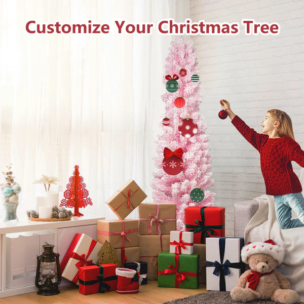 6’ Artificial Christmas Tree with 320 Branch Tips, Pink