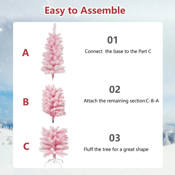 5’ Artificial Christmas Tree with 250 Branch Tips, Pink