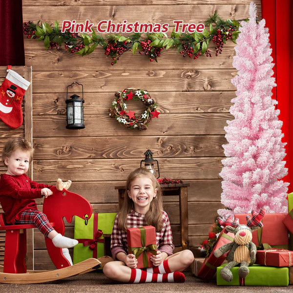 6’ Artificial Christmas Tree with 320 Branch Tips, Pink