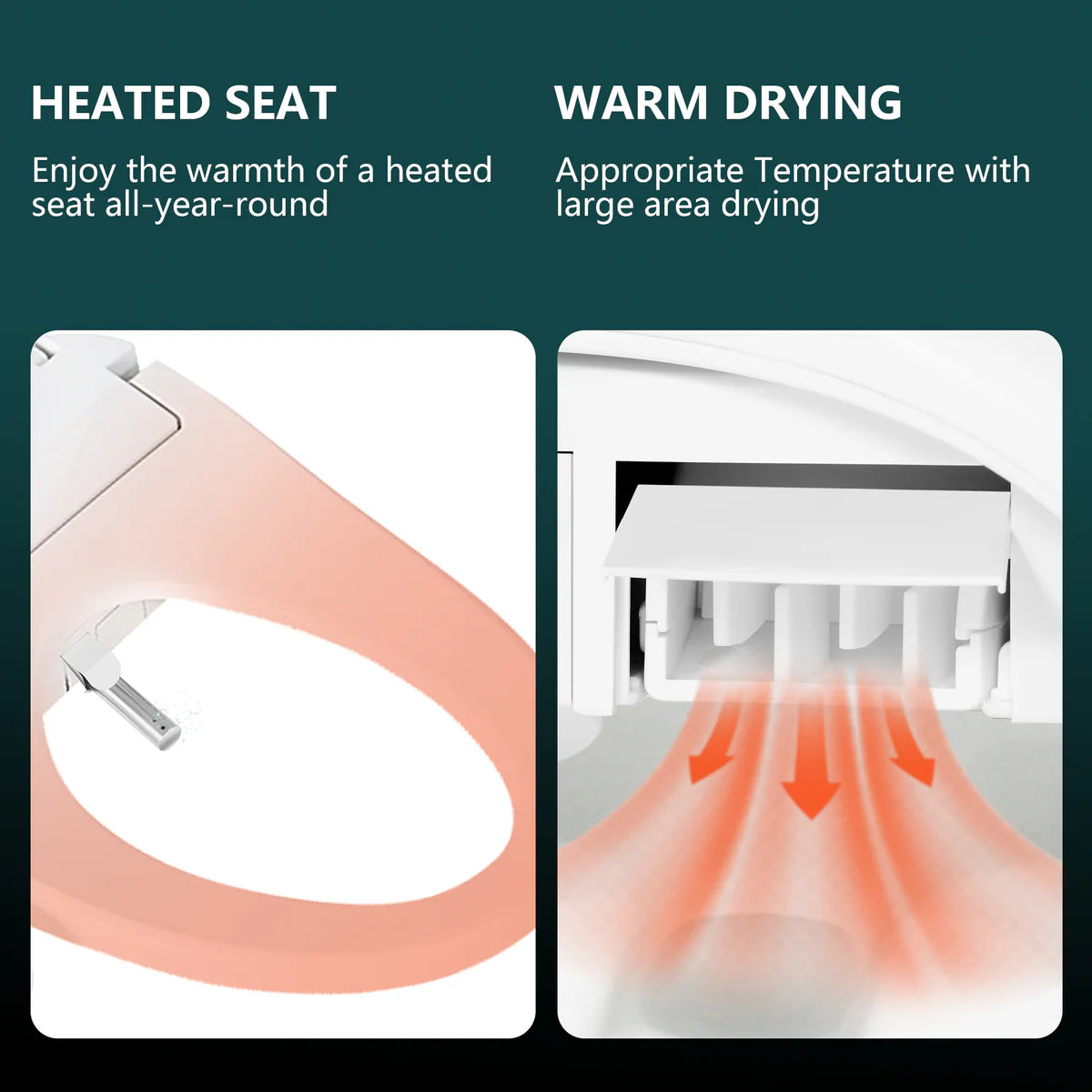 Electronic Heated Bidet Toilet Seat Elongated with Self-Cleaning Nozzle, Warm Air Dryer and Temperature Controlled