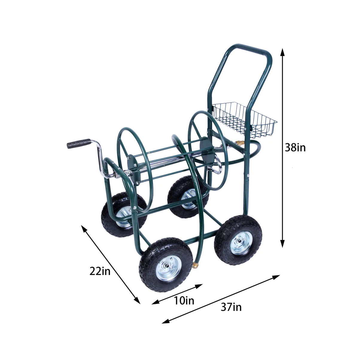 Portable Garden Hose Reel Cart with Wheels with Storage Basket Rust Resistant Water Hose Holder | karmasfar.us
