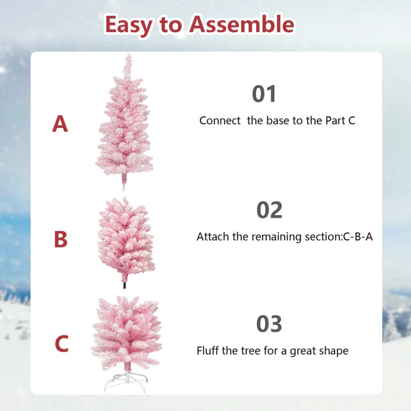 6.9’ Artificial Christmas Tree with 450 Branch Tips, Pink