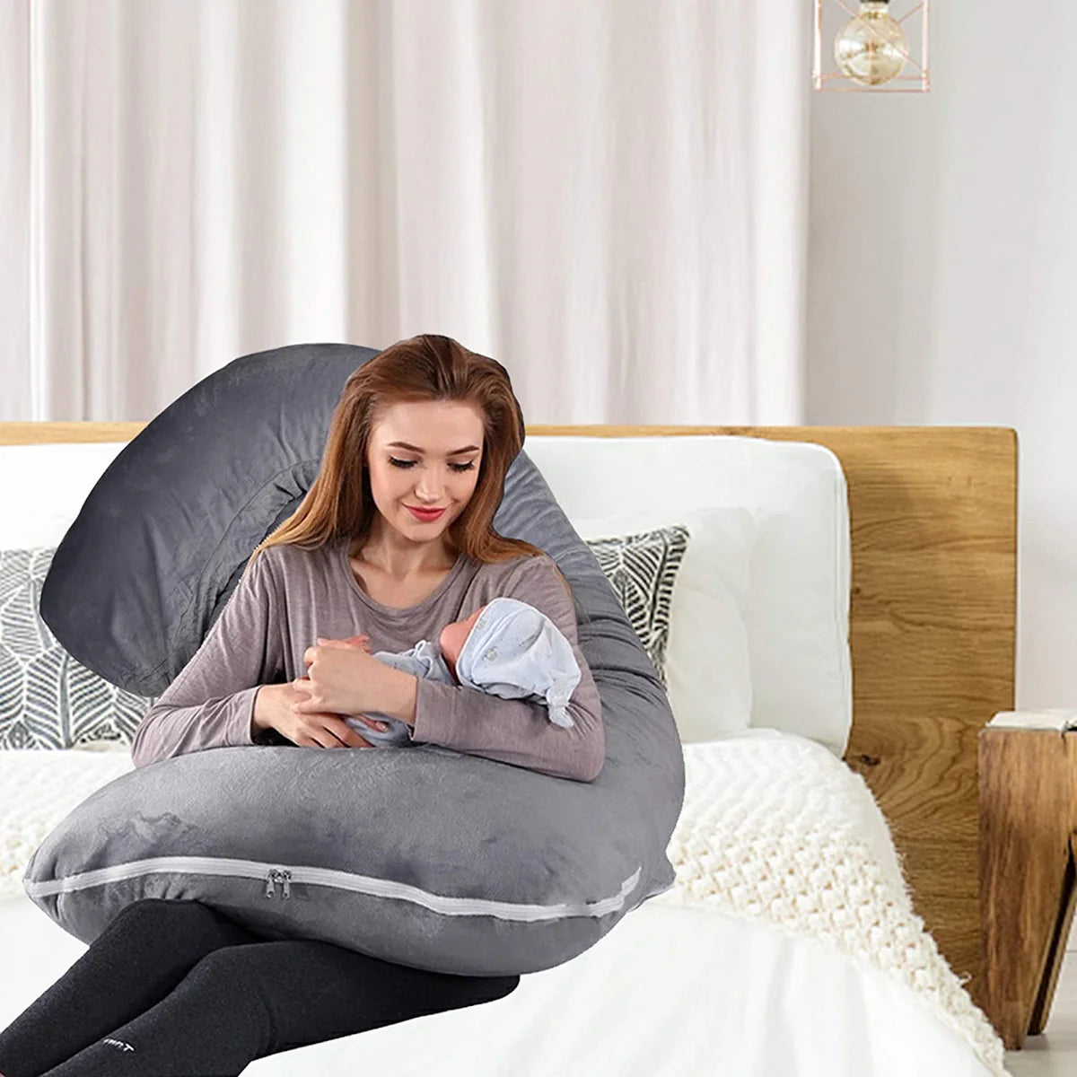 J/U/C-Shape Pregnancy Pillows 55 Inch Maternity Pillow with Washable Velvet Cover Nursing Support Cushion,Support for Back, Hips, Legs, Belly for Pregnant Women Side Sleeping