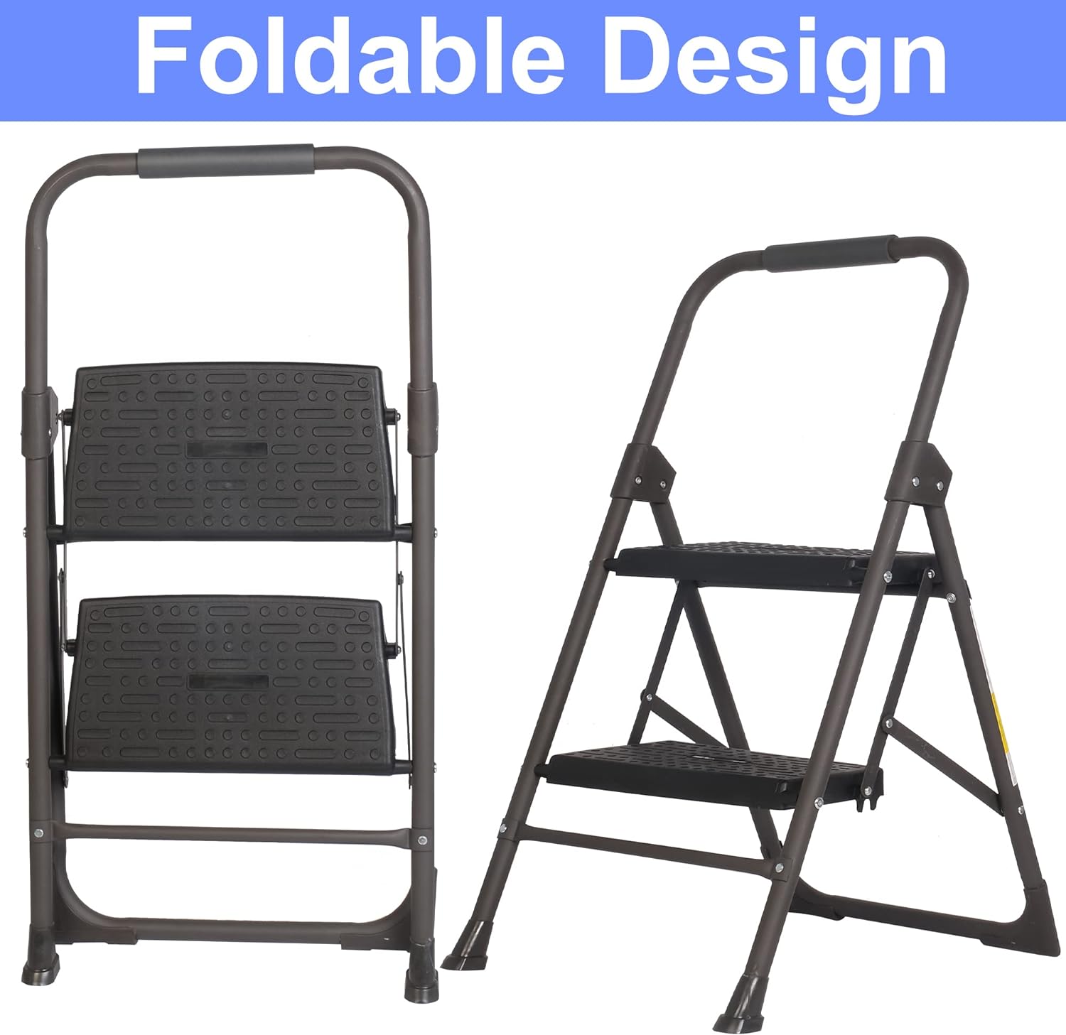 2 Step Ladder, Folding Step Stool for Adults with Handgrip Portable Lightweight Step Ladder