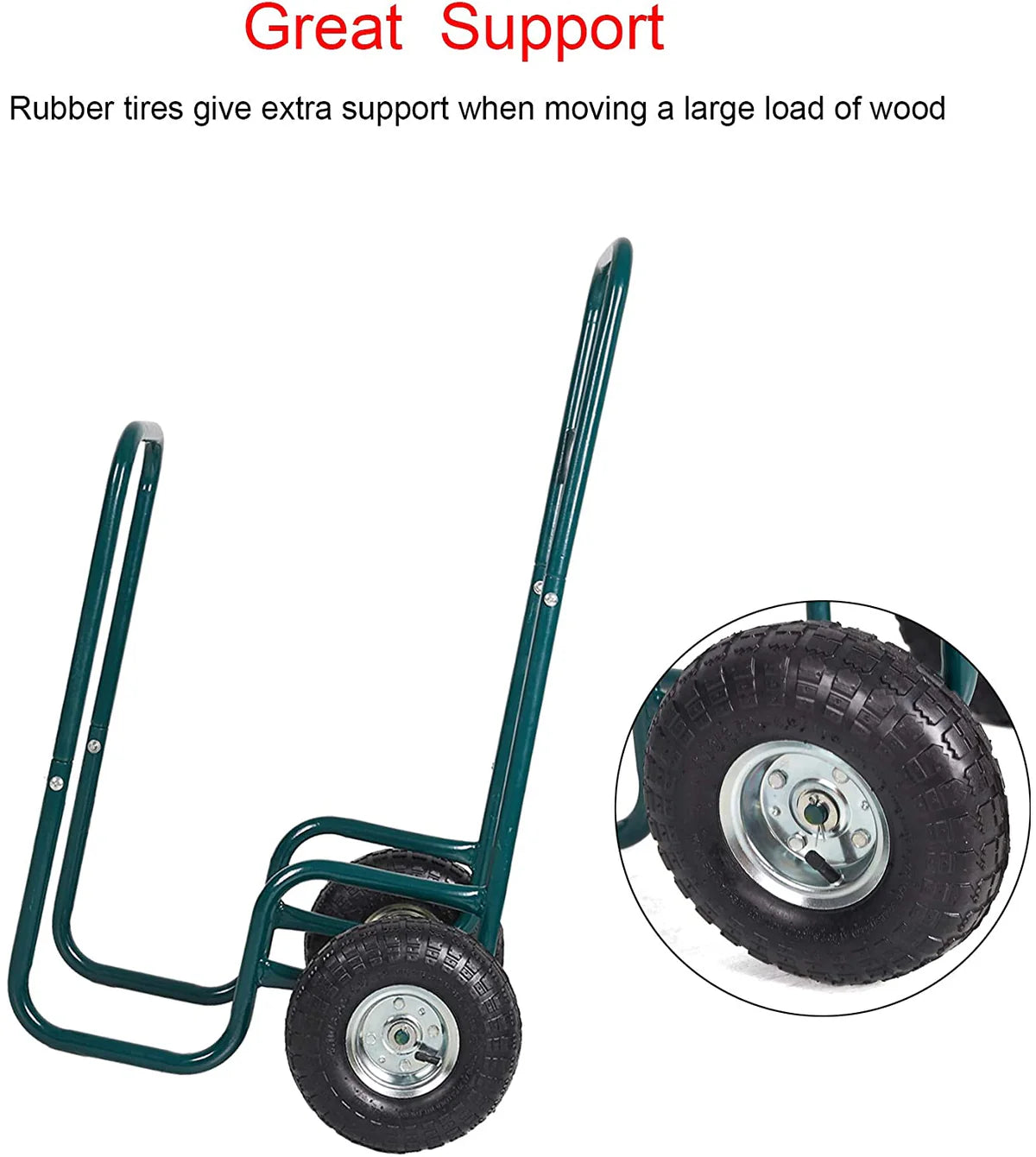 Firewood Log Rack Carrier Cart Wood Rack Storage Mover with Rolling Wheel