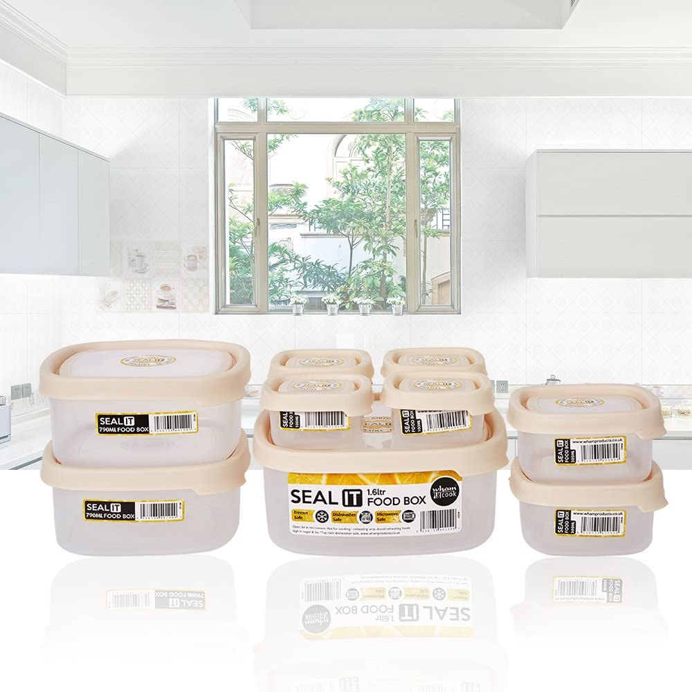 Wham Product Premier Food Storage Containers Food Container Set with Lids Wham Box,Milkwhite, Seal IT