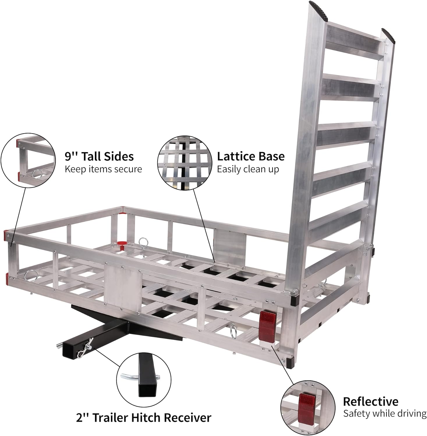 50  x 29.7  Folding Wheelchair Ramp Trailer Hitch Cargo Carrier 500lbs