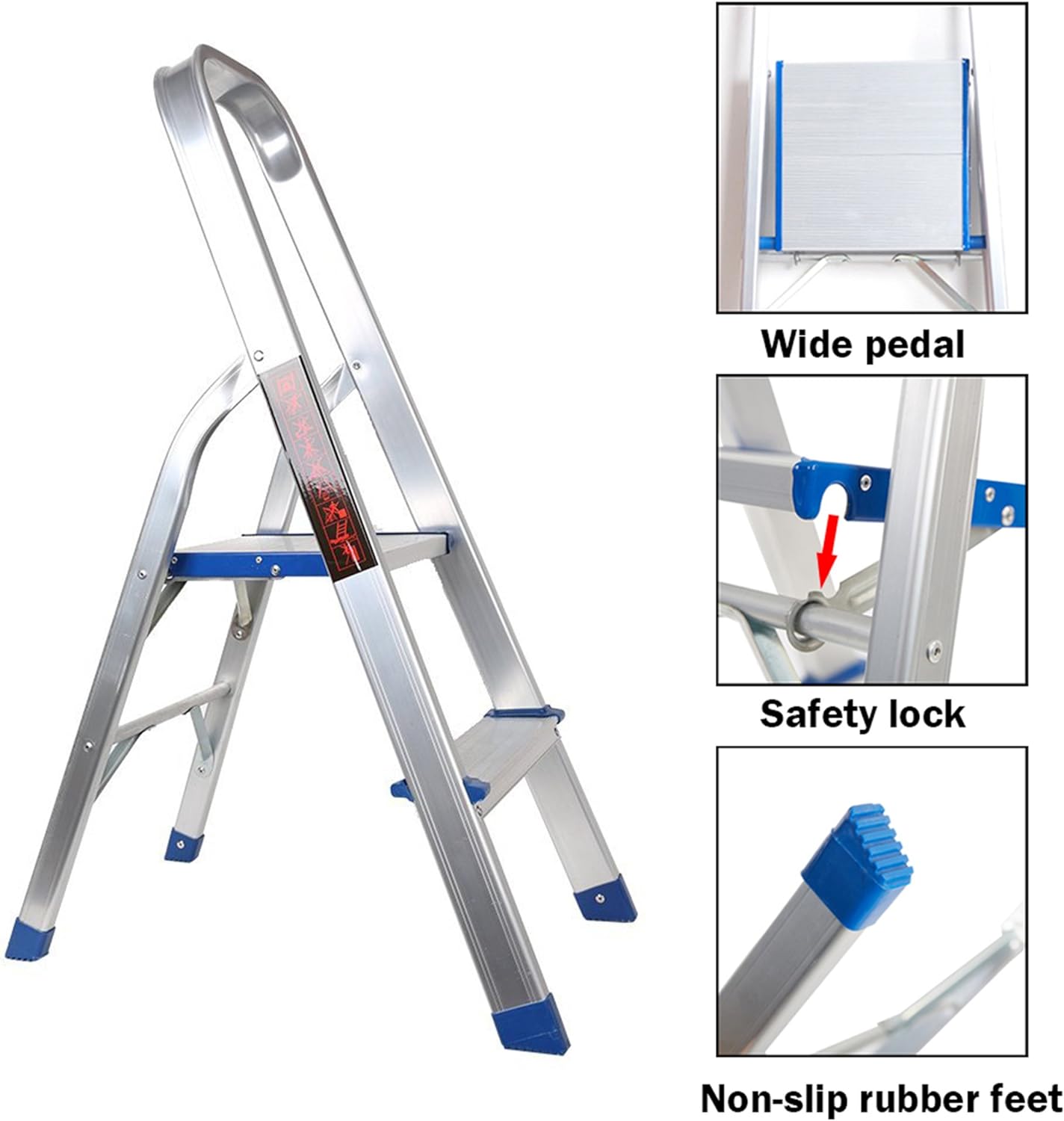 Aluminum Folding Step Stool 2 Step Ladder 250 lbs Capacity