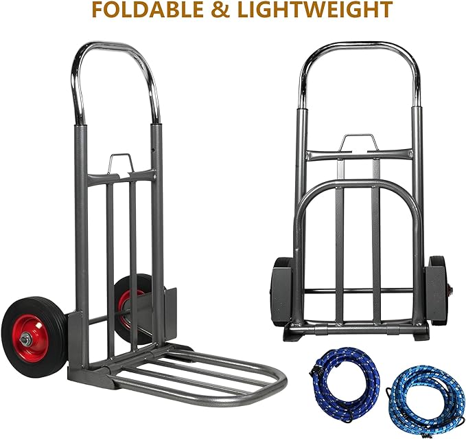 Folding Hand Truck Dolly, Luggage Trolley Cart, 220 Lb Capacity