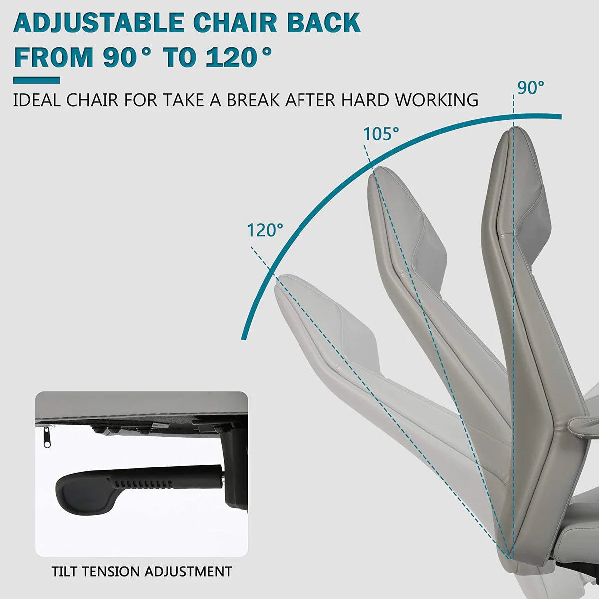 Swivel Chair with Adjustable Headrest Office Chair Ergonomic Desk Chair, High Back,Gray
