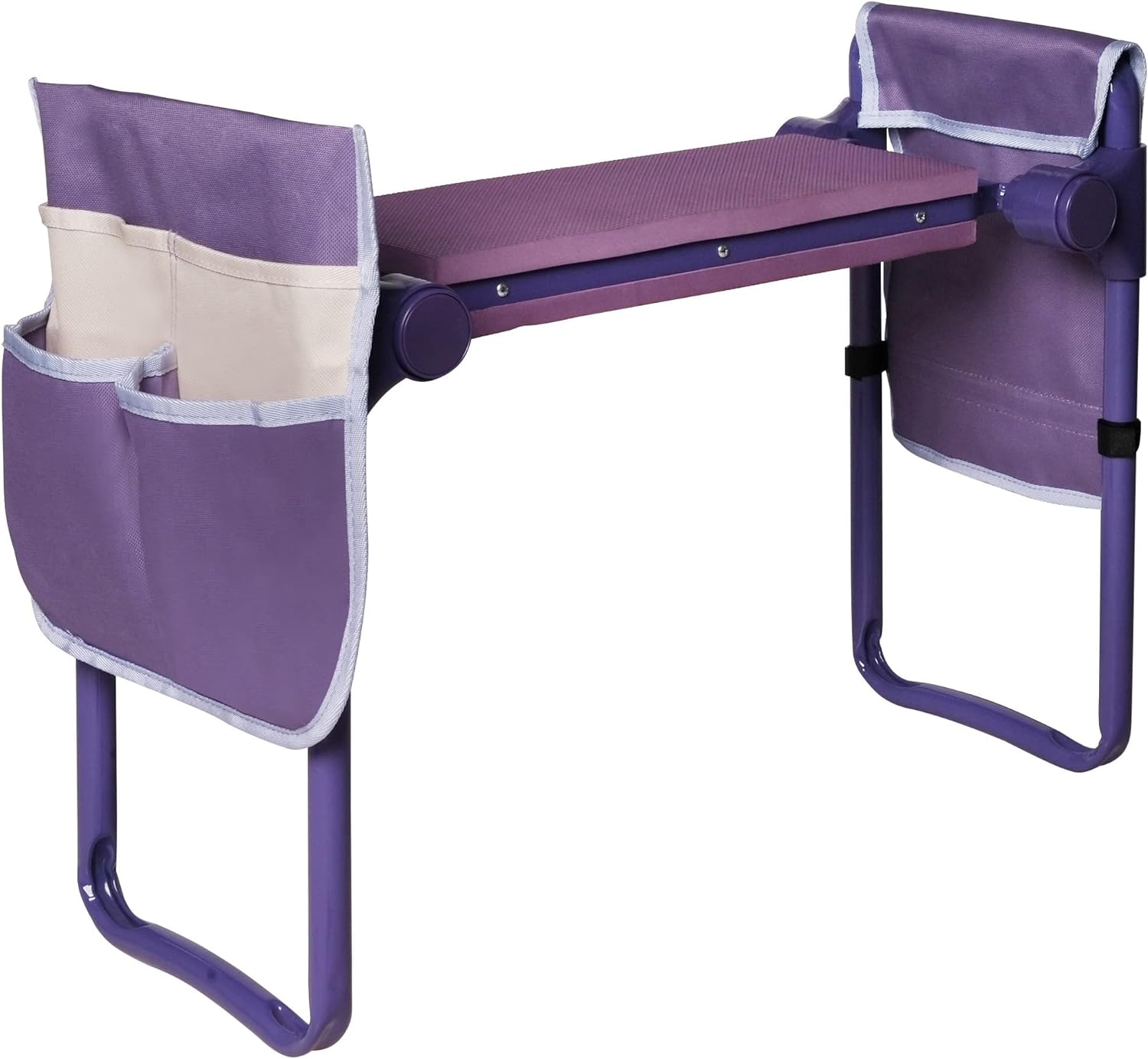 Garden Kneeler and Seat, Foldable Gardening Stool with 2 Tool Pouches, Purple | karmasfar.us