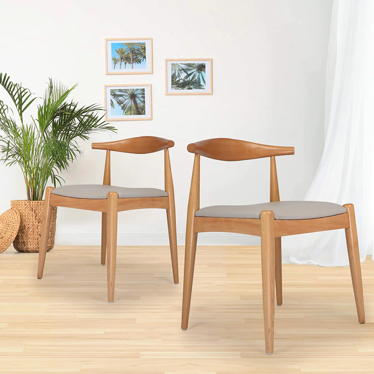 2 Set of Upholstered Solid Wood Side Chairs Modern Kitchen Chairs