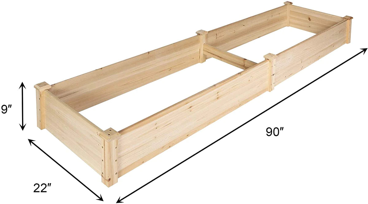 90 x22 x9  Raised Garden Bed Wooden Planter Box with 2 Separate Planting Space