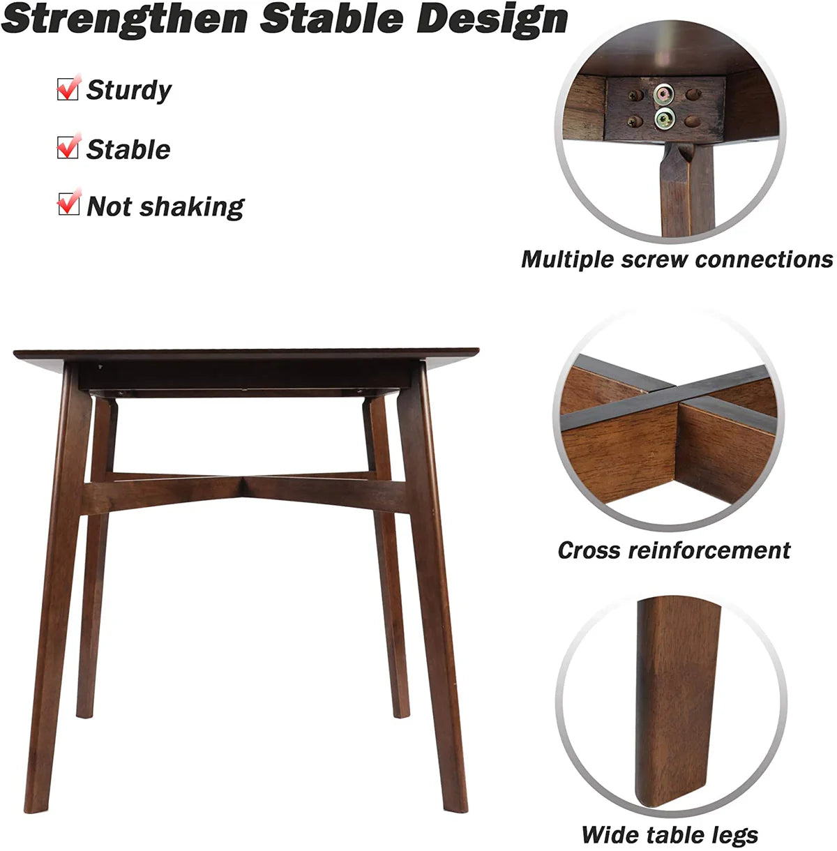 5 Piece Bar Table Set, 1 Bar Table 36  for 2-4 with 4 Bar Stools Mid Century Kitchen Dining Table Set