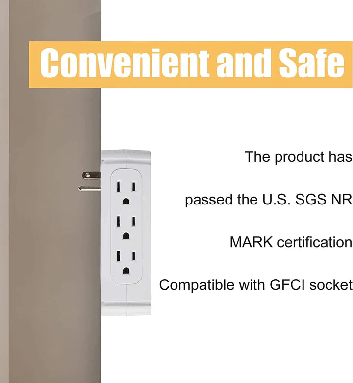 Socket Shelf Outlet-2 Pack Surge Protector Extender Multiple Outlet Wall Plug with USB A+C Ports (3.4A Total)