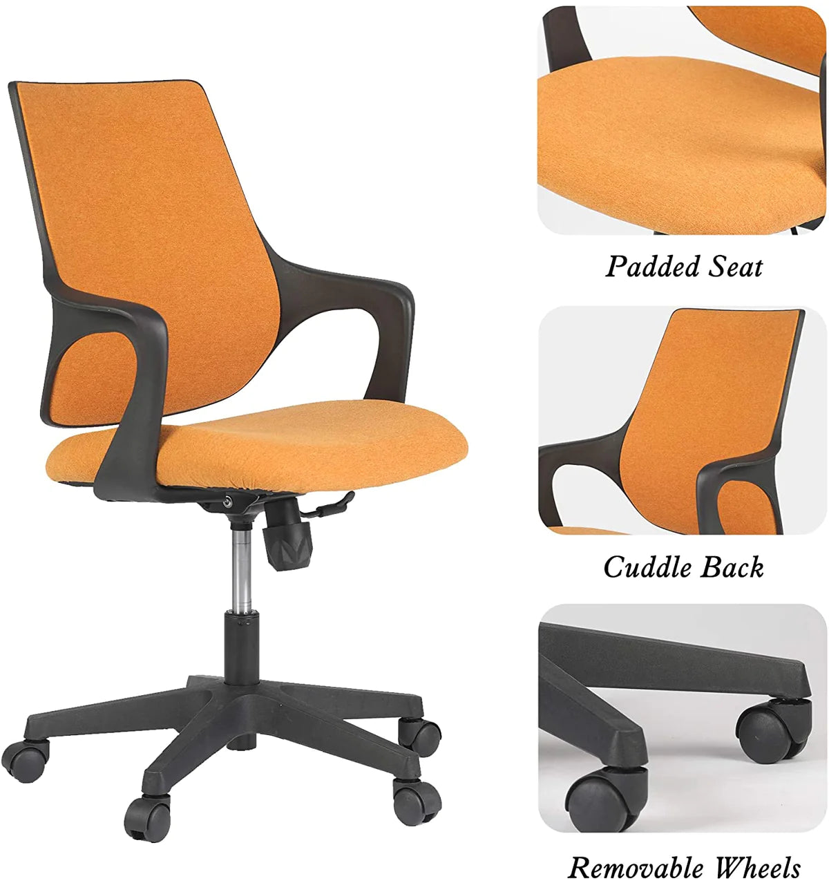 Ergonomic Chair Height Adjustable Swivel with Cuddle Back and Padded Seat For Office & Home