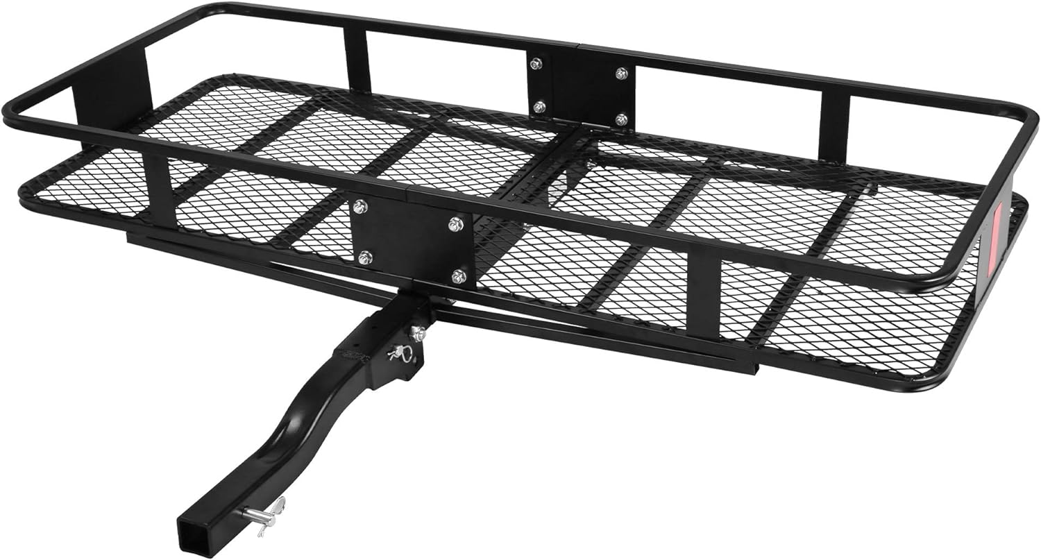 60” x 24” x 6.5” Hitch Mounted Folding Cargo Carrier, 500lbs Capacity
