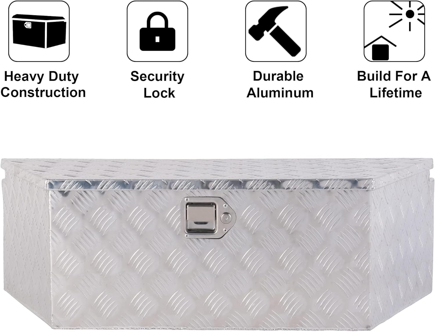 Aluminum Car Tools Storage Box with Lock for Pick Up Truck Truck Bed, Silver | karmasfar.com