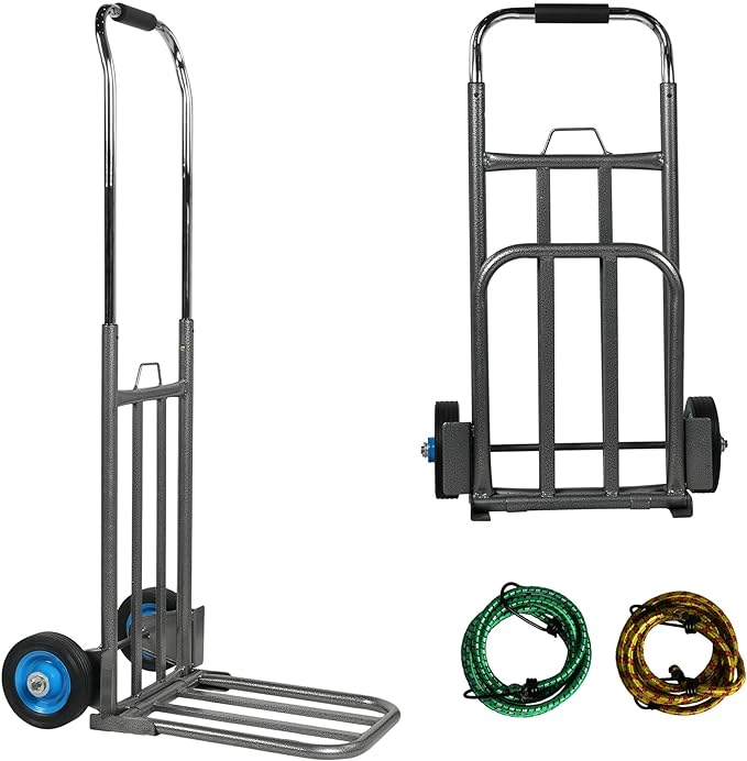 Folding Hand Truck Dolly, Luggage Trolley Cart, 132 Lb Capacity