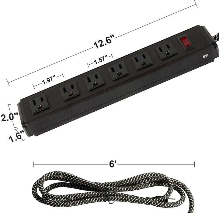 Surge Protector Power Strip with Outlets and USB Charging Ports 6-Foot Cord for Home, Office -Black (2, 6 outlets)