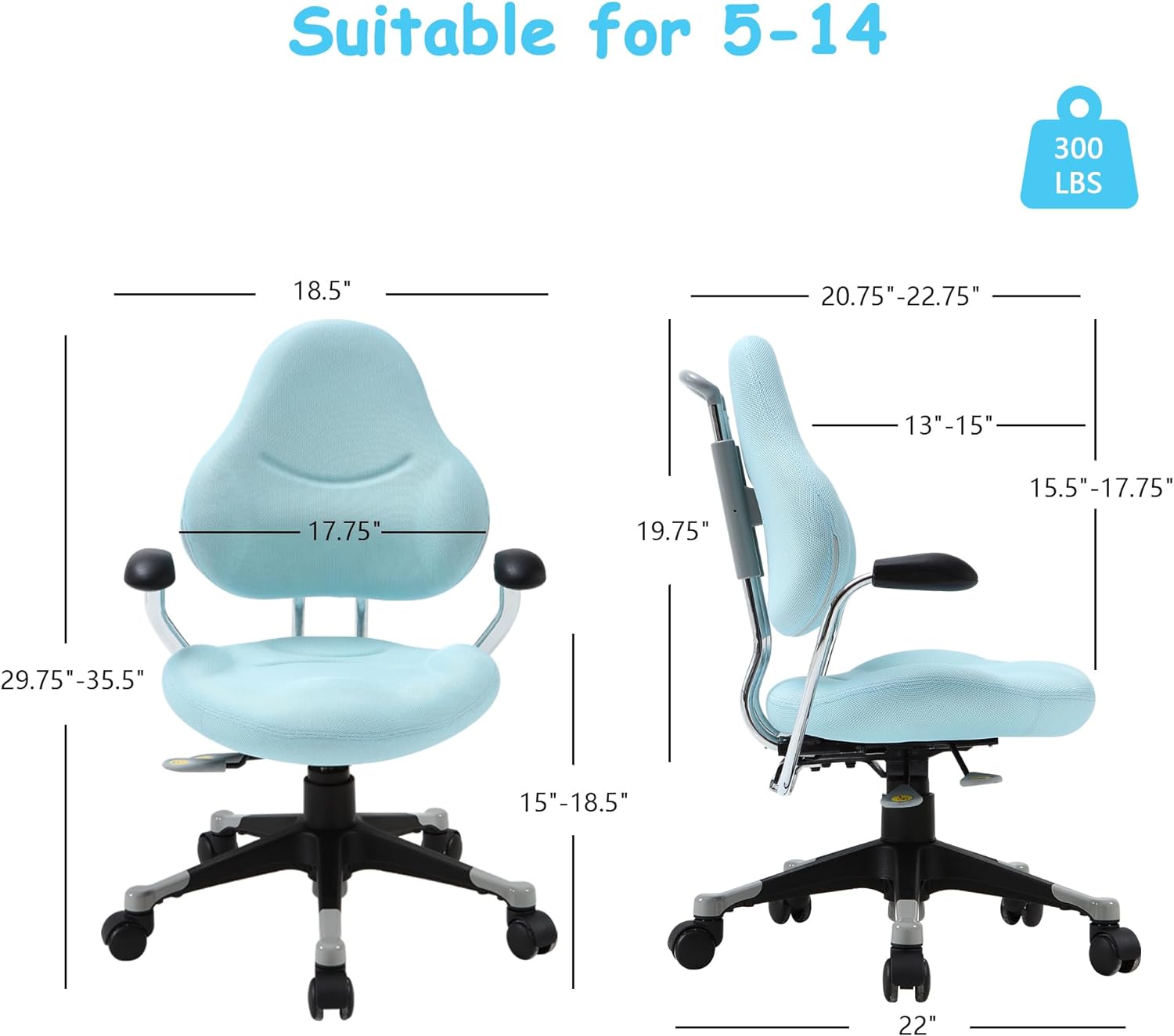 Desk Chair Swivel Chair with Adjustable Height Mesh Mid-Back Ergonomic for Kids