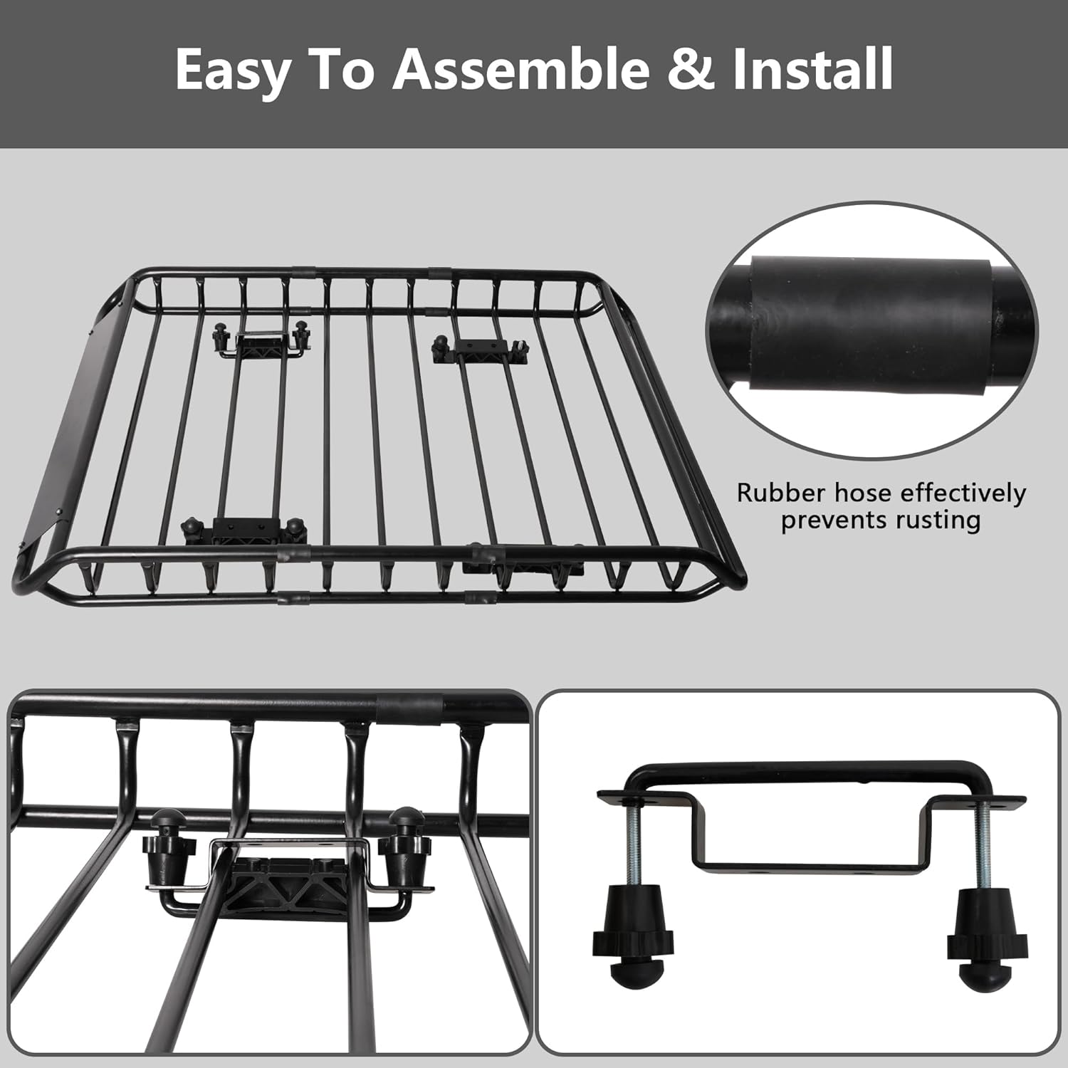 45"x36"x4.5" Rack Cargo Basket Universal Rooftop Cargo Rack, Cargo Carrier 150lbs Capacity | karmasfar.us
