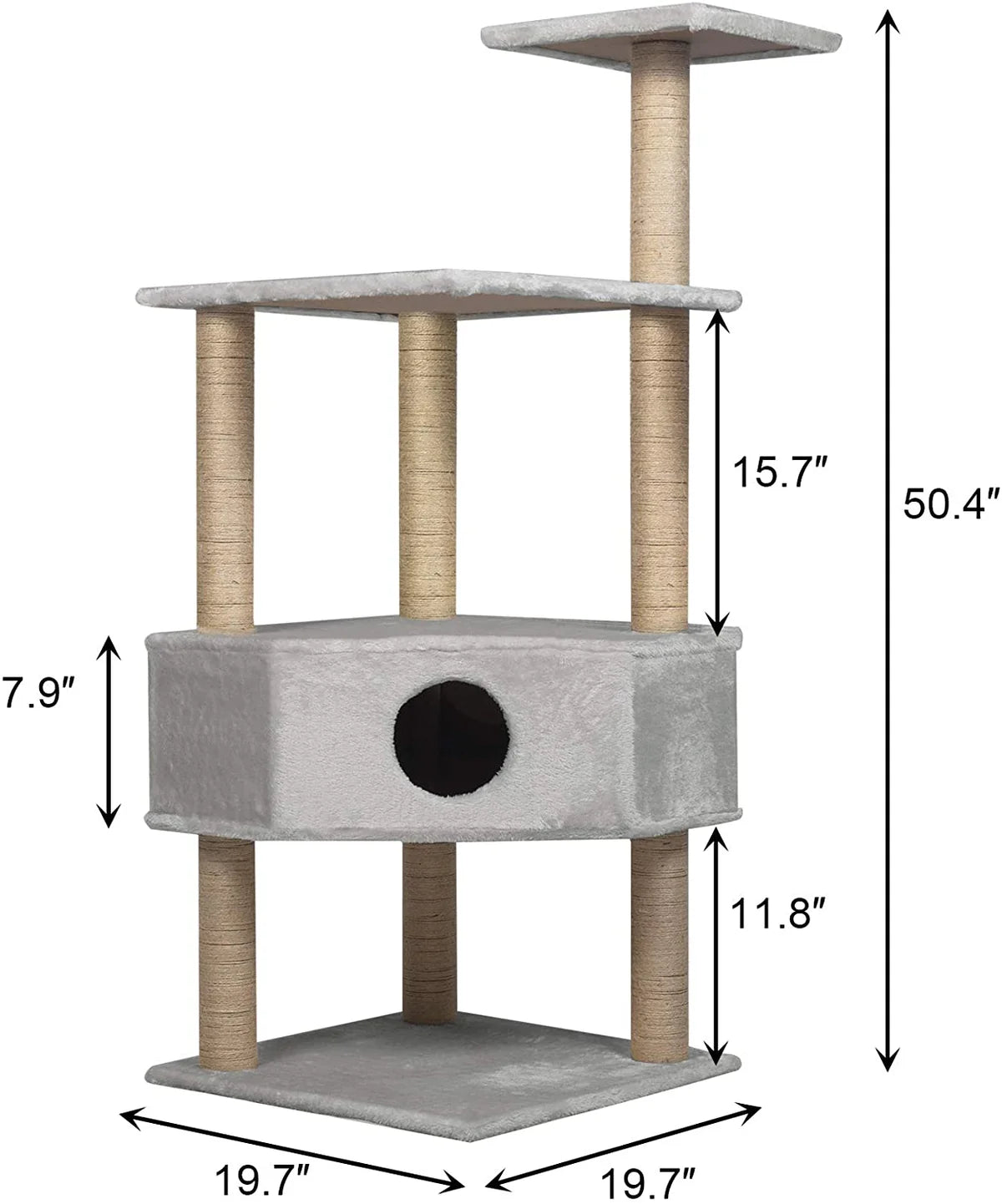 Condo Pet Furniture Multi-Level Kitten Activity Tower Play House with Sisal Scratching Posts Perch (Style 1)