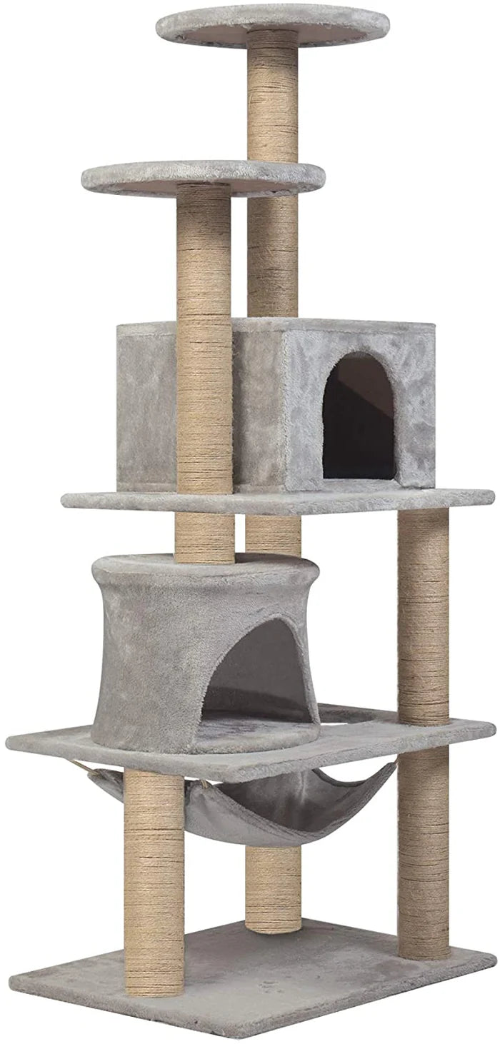 Condo Pet Furniture Multi-Level Kitten Activity Tower Play House with Sisal Scratching Posts Perch (Style 1)