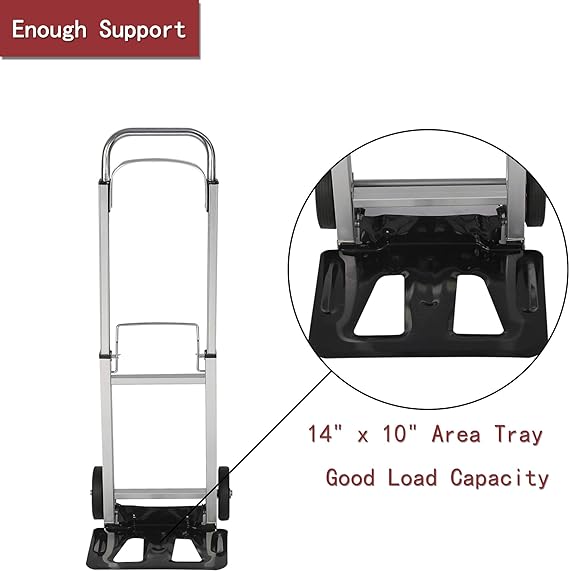 2 Wheels Portable Folding Hand Truck Compact Trolley Heavy-Duty Aluminum, 330 LB Capacity