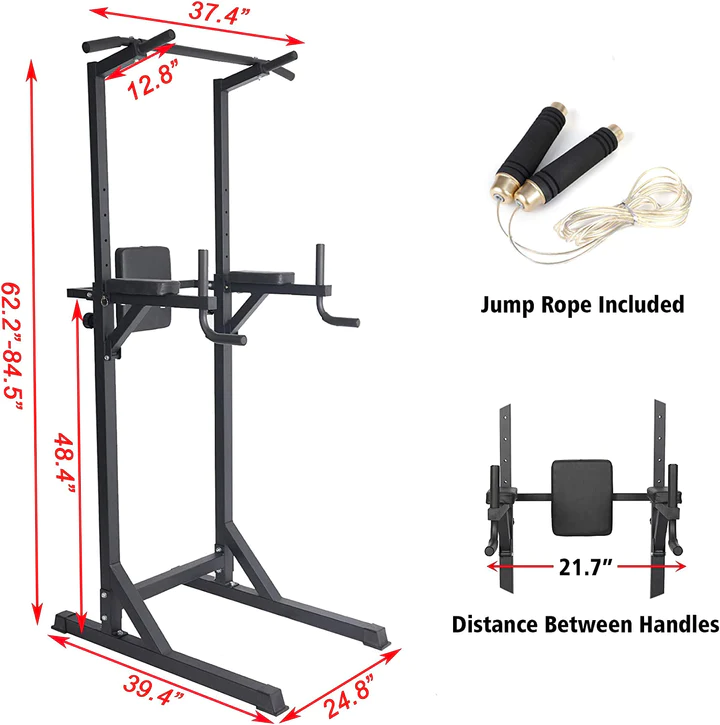 Adjustable Height 62.2  to 84.5  Strength Power Tower Dip Station