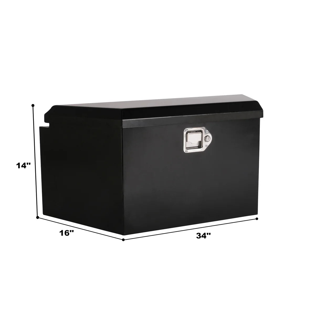 34" Trailer Tongue Box Steel Truck Tool Cargo Storage Box Storage Organizer with Lock, Black