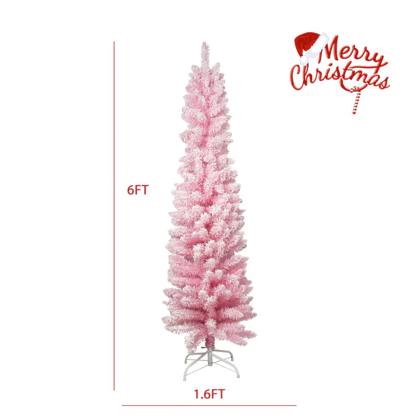 6’ Artificial Christmas Tree with 320 Branch Tips, Pink