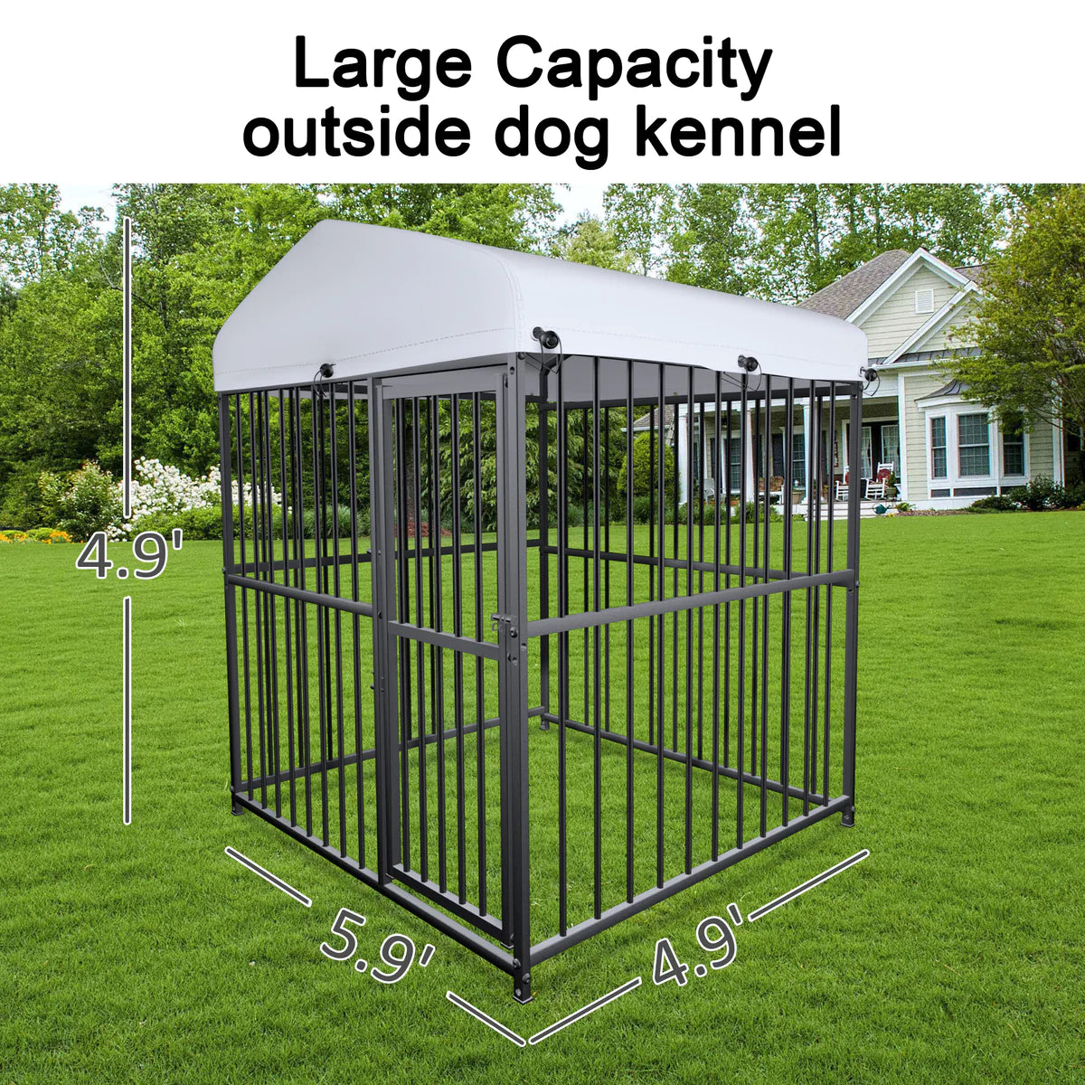 Multiple Size Outdoor Kennel Pet Playpen with Waterproof Cover and Secure Lock, Black