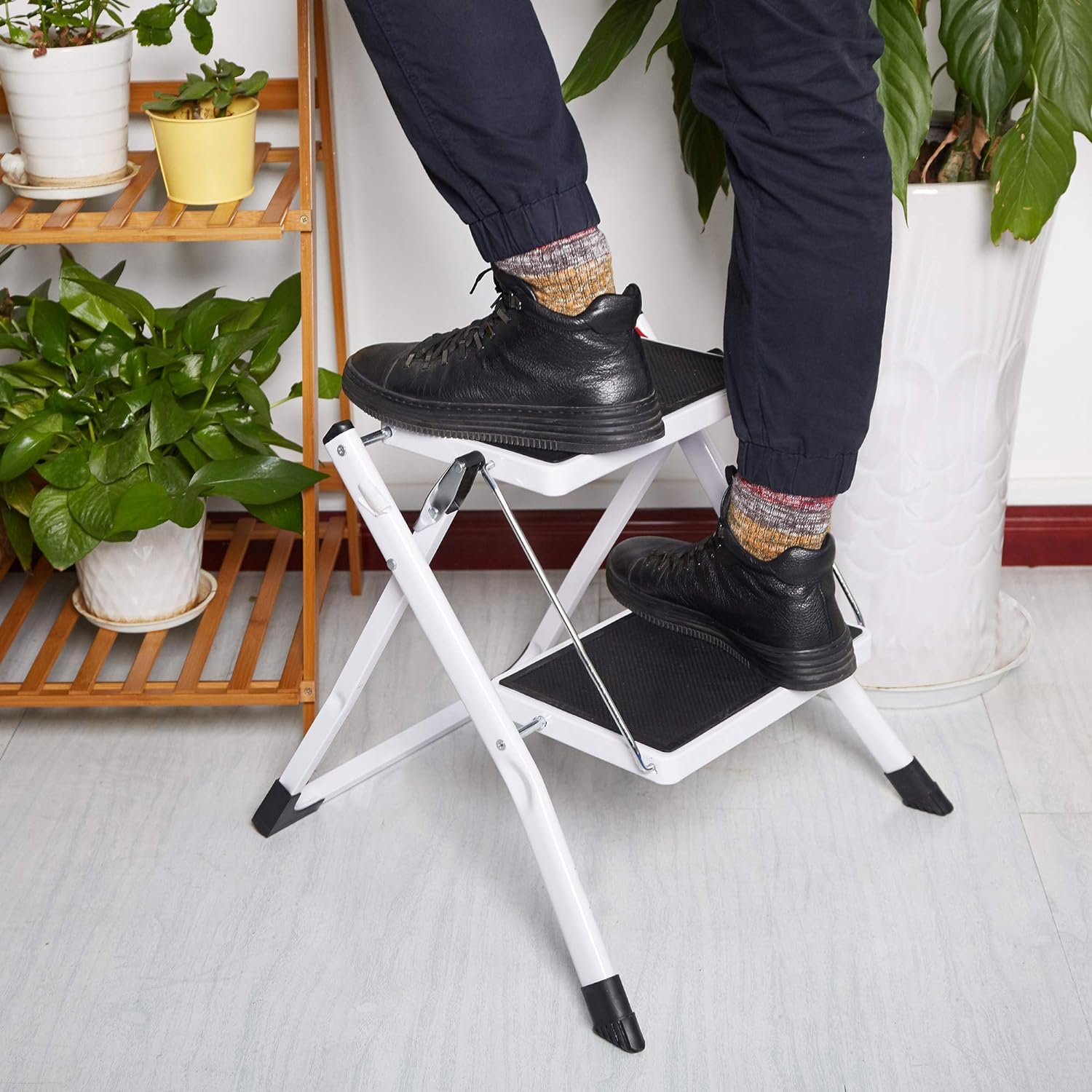 2 Step Stool Mini 2 Step Ladders with Handle Anti-Slip Wide Pedal 330 lbs Capacity