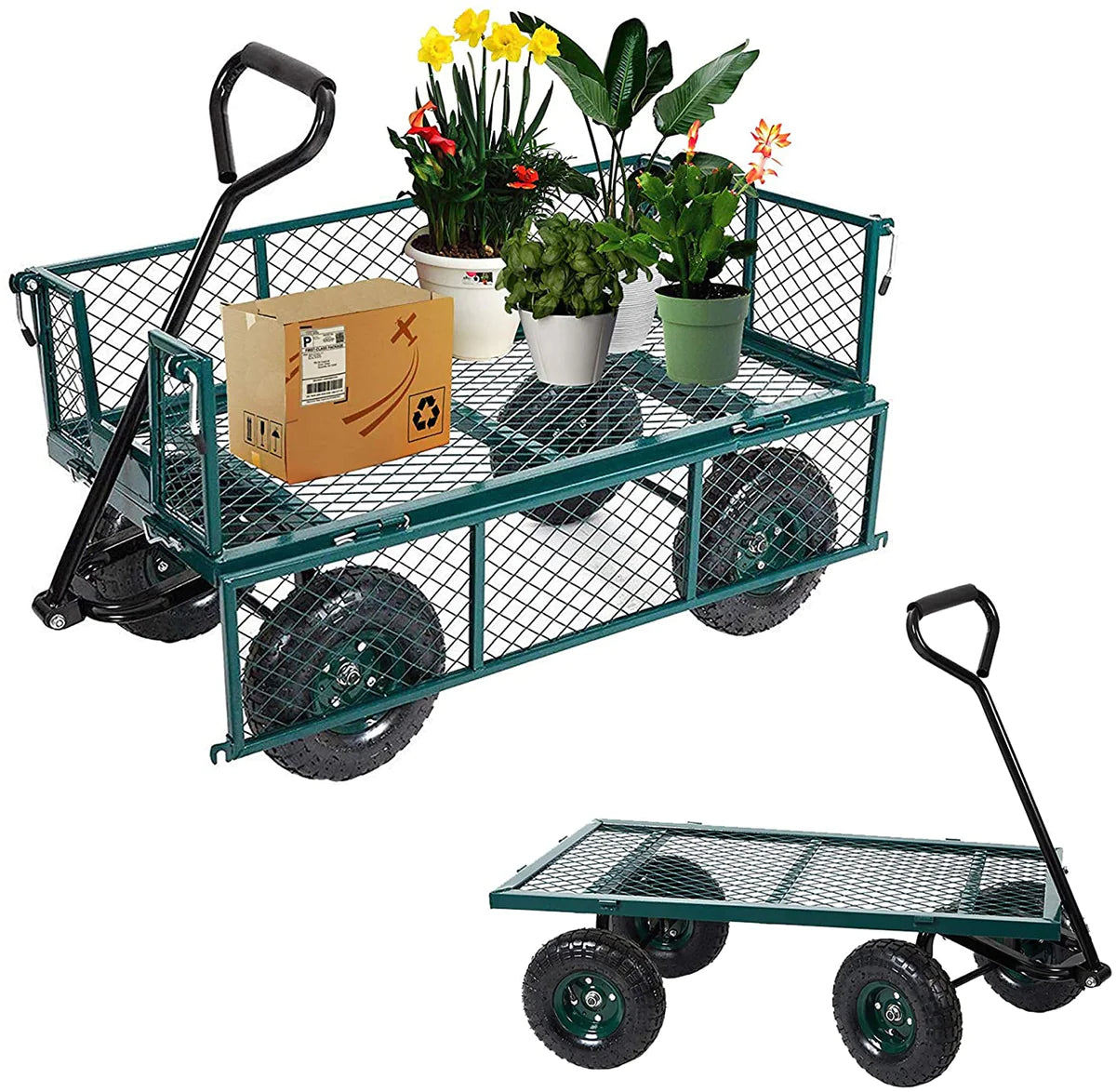 Utility Wagon Garden Cart Heavy Duty Steel Farm Cart