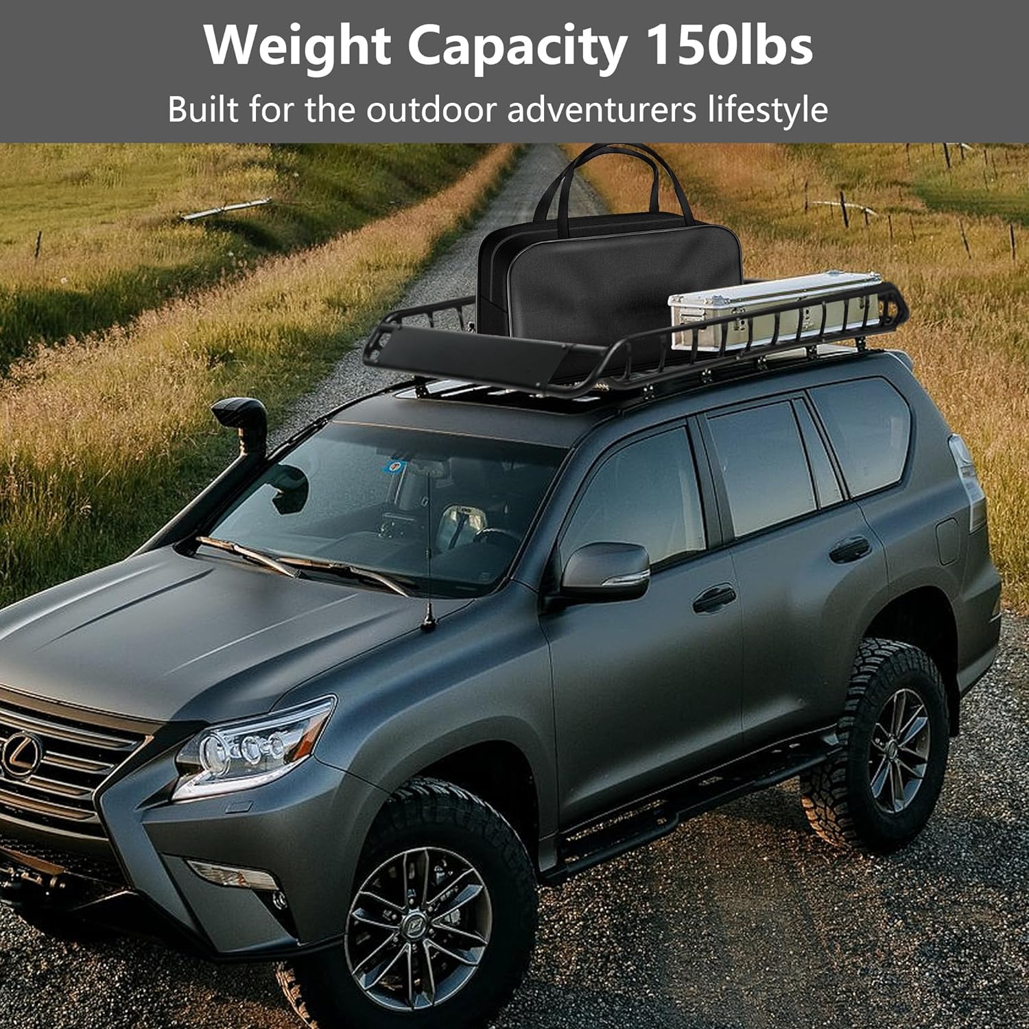 45"x36"x4.5" Rack Cargo Basket Universal Rooftop Cargo Rack, Cargo Carrier 150lbs Capacity | karmasfar.us
