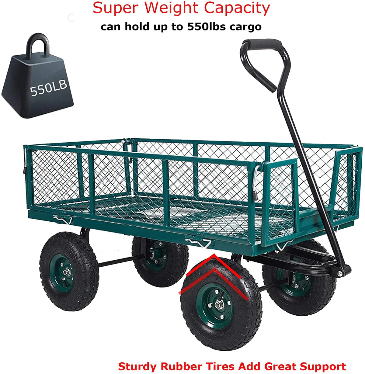 Utility Wagon Garden Cart Heavy Duty Steel Farm Cart