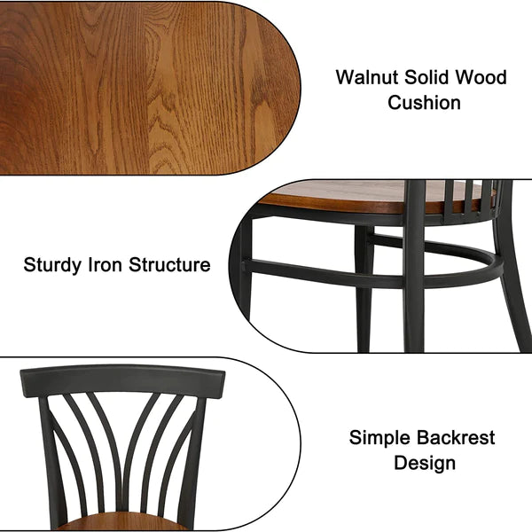 2 Set of Kitchen Dining Chairs Wood Seat with Metal Legs Fully Assembled, Curve V Back | karmasfar.us
