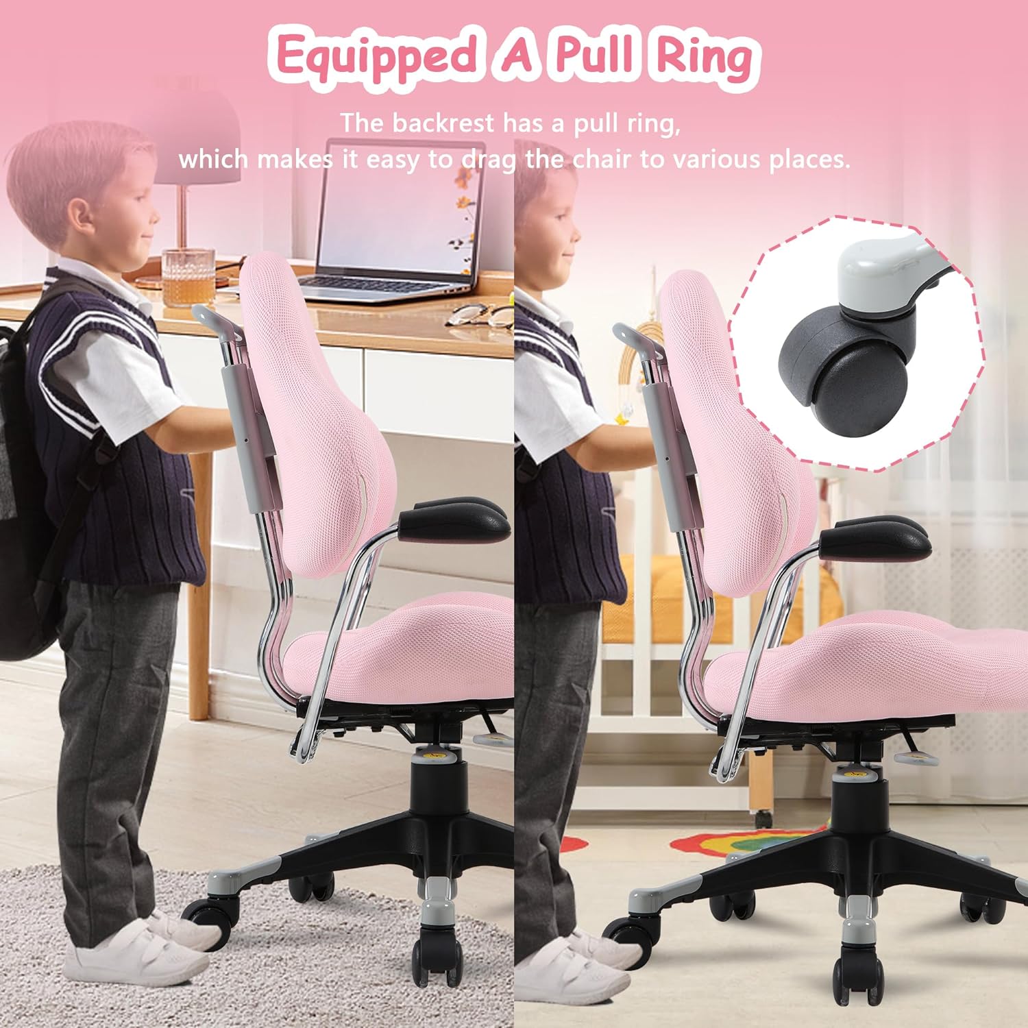 Desk Chair Swivel Chair with Adjustable Height Mesh Mid-Back Ergonomic for Kids