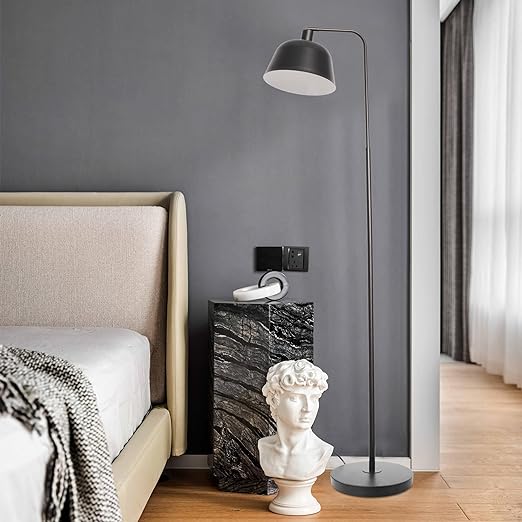 Modern Standing Floor Lamps with 8W LED Bulb, Foot Switch & Adjustable Head, Black