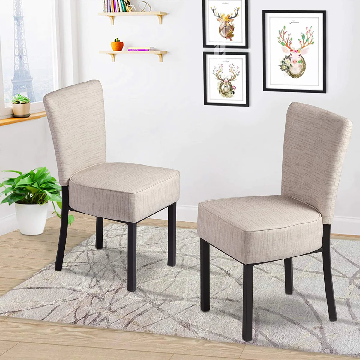 2 Set of Upholstered Chairs PU Leather Modern Dining Room Chairs, Soft, Multiple colors