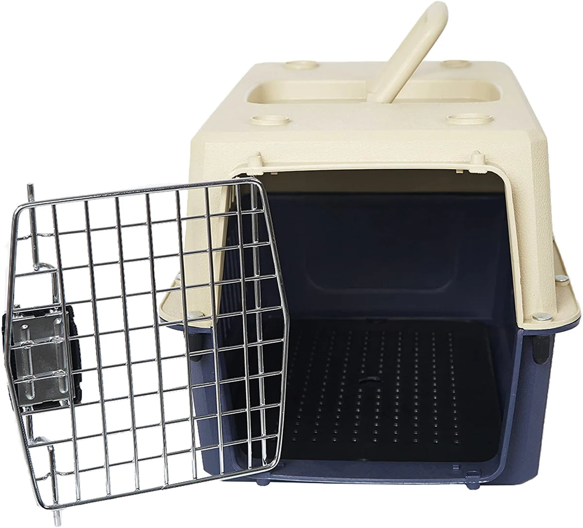 Medium Airline pet carrier, portable and removable, large space, Plastic Lightweight, Red/Blue