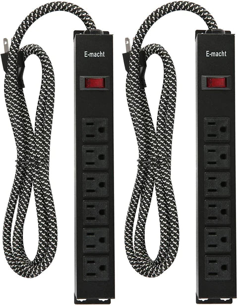 Long Power Strip, 6 Outlets Metal Outlet, Wall Mountable, 6 ft Long Extension Cord, 2 Pack | karmasfar.us