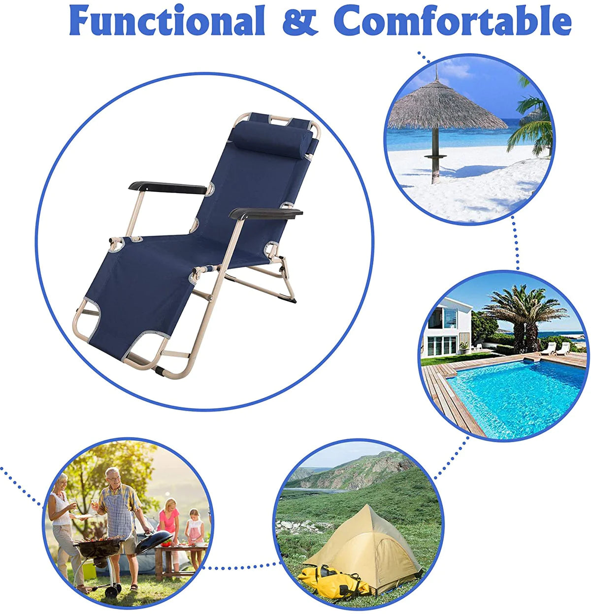 2 Sets of Collapsible Lounge Chair Outdoor Pool Lounge Chair | karmasfar.us